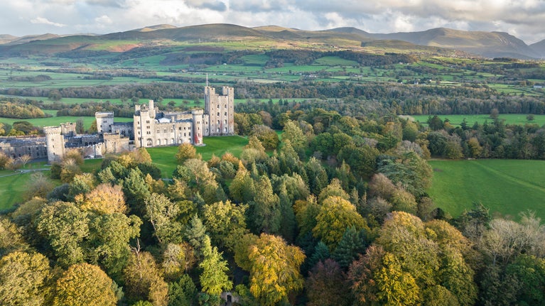 An aerial view of the Penrhyn estate in autumn